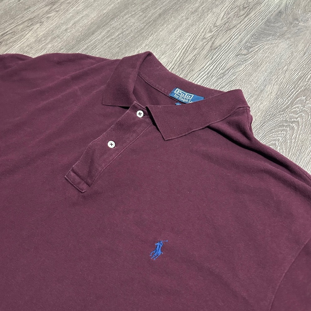 Polo Ralph Lauren Polo Shirt 3XB BIG Burgundy Maroon Short Sleeve Pique Cotton